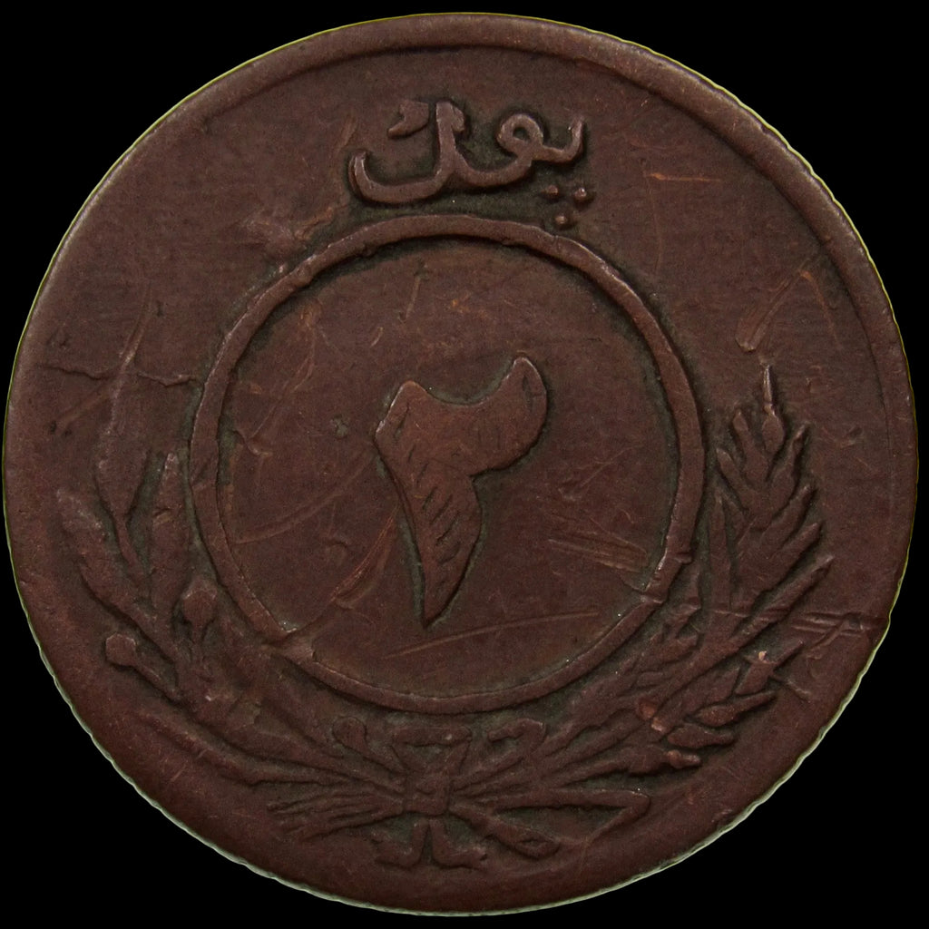 AFGHANISTAN. Emirate. Amanullah, 1919–1929. Bronze 2 Pul. Kabul, SH1304 (1925). KM-905.