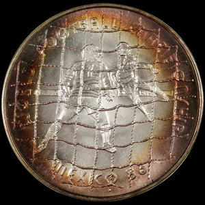 AFGHANISTAN. INO Democratic Republic. Silver 500 Afghanis. Havana, ND (1988). "1986 World Cup, Mexico." UNC. Toned. KM-1009. Schön-115.