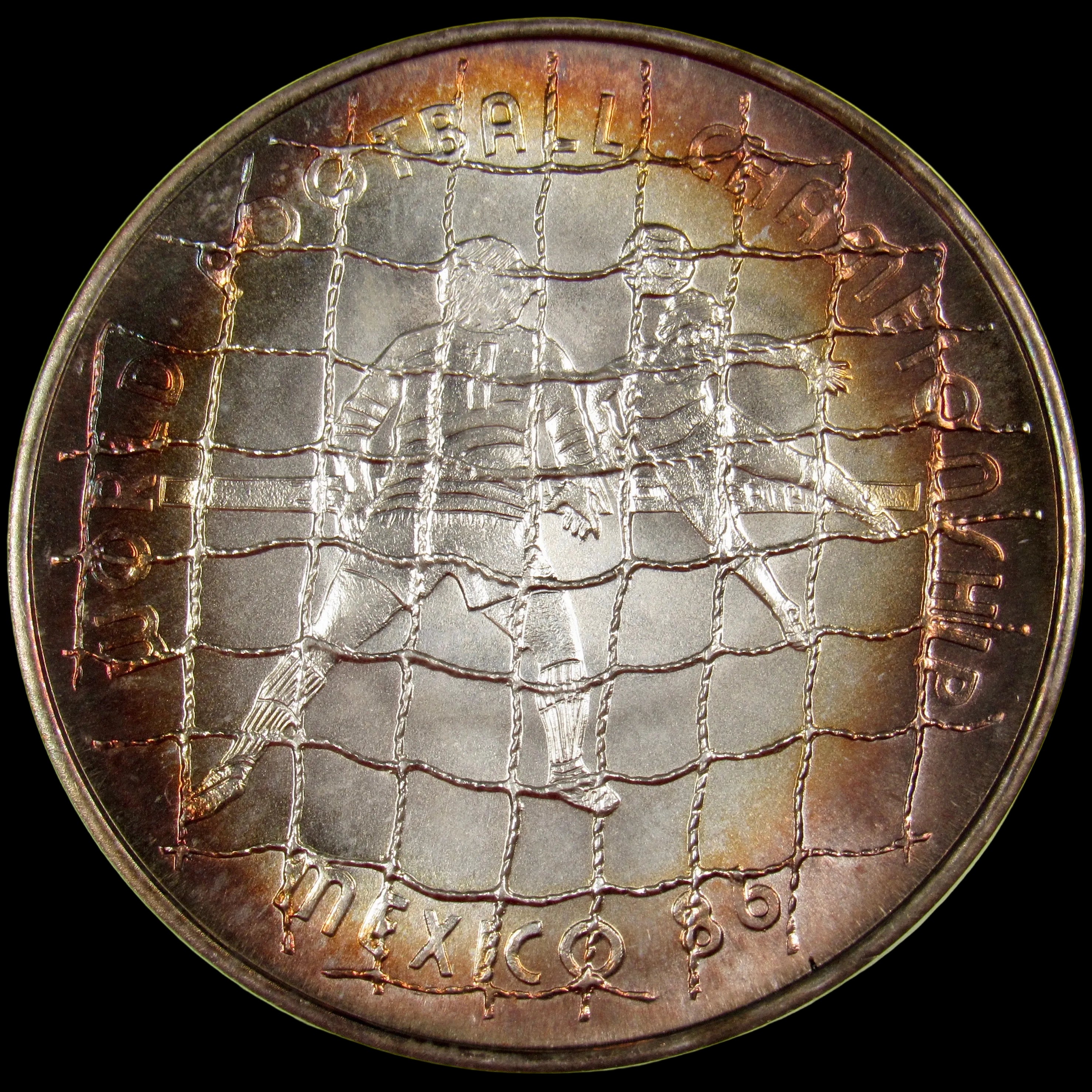 AFGHANISTAN. INO Democratic Republic. Silver 500 Afghanis. Havana, ND (1988). "1986 World Cup, Mexico." UNC. Toned. KM-1009. Schön-115.