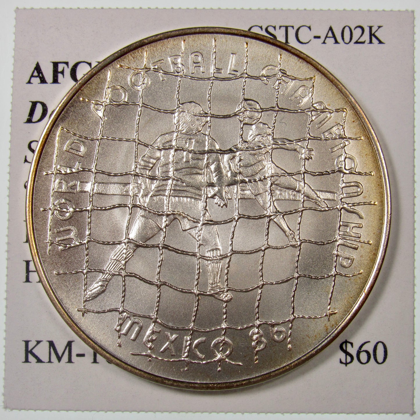AFGHANISTAN. Democratic Republic. Silver 500 Afghanis. “1986 World Cup, Mexico”. Havana, ND (1988). KM-1009. Obverse.