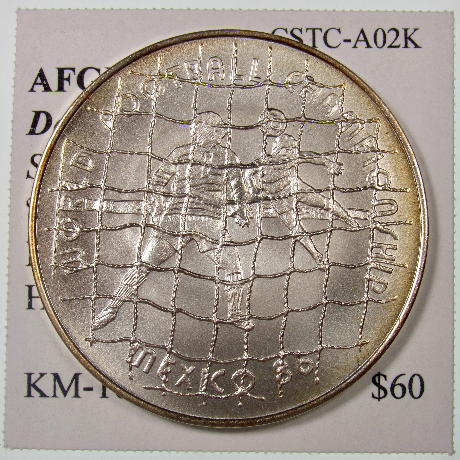 AFGHANISTAN. Democratic Republic. Silver 500 Afghanis. “1986 World Cup, Mexico”. Havana, ND (1988). KM-1009. Obverse.