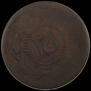 AFGHANISTAN. Kingdom. Mohammad Zahir Shah, 1933-1973. Bronze 25 Pul. Kabul, SH1313 (1934). Lamination Error. KM-931.